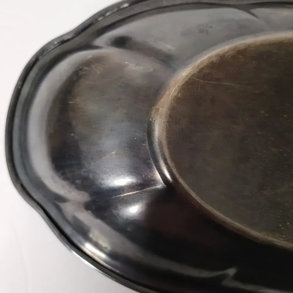 Vintage Silver Oval Chippendale Style Serving Plate 12X7 inches